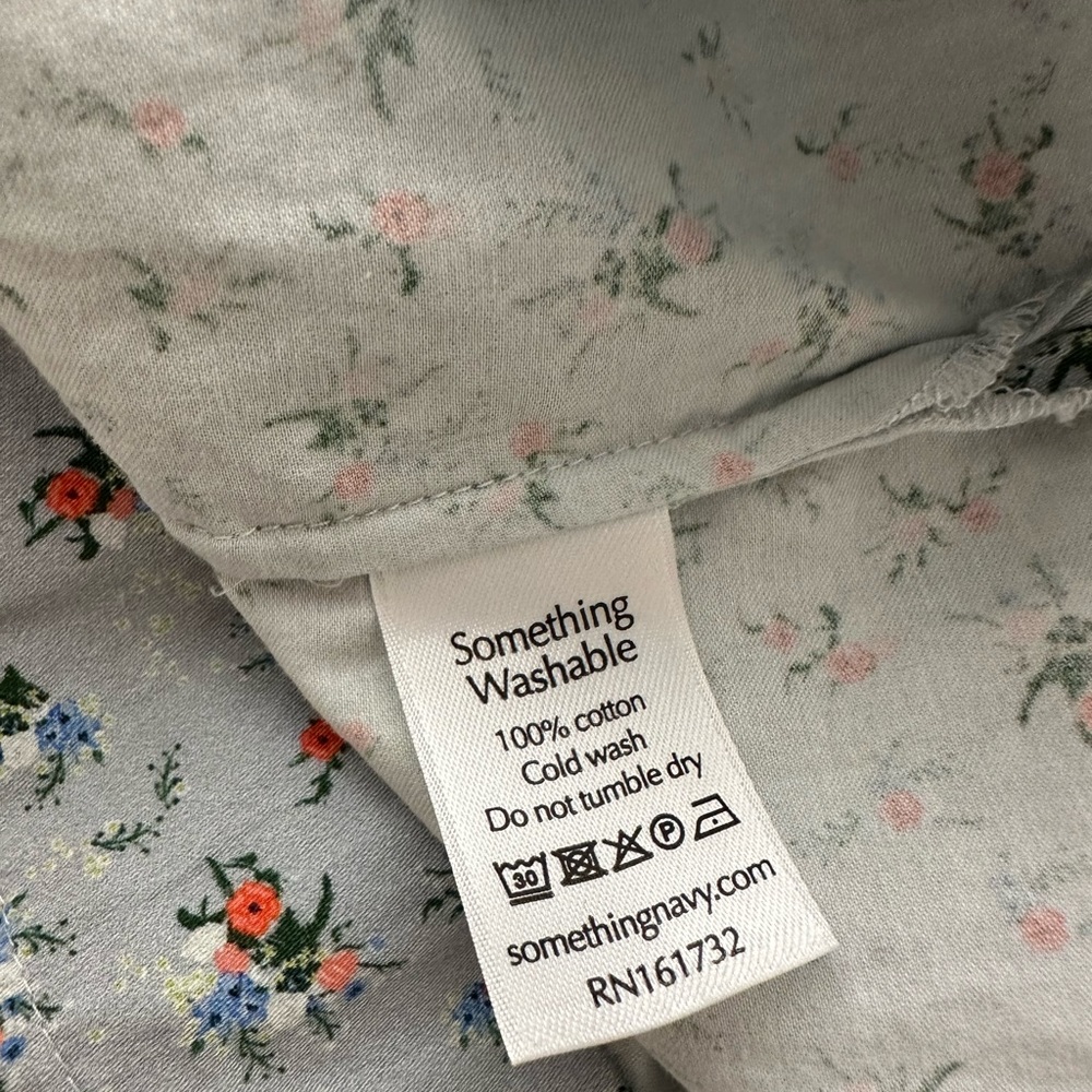 Something Navy Floral Button Down Ruffle Top - image 6